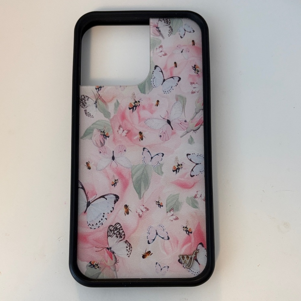 Wildflowers Butterfly Garden Phone Case - Black and Pink